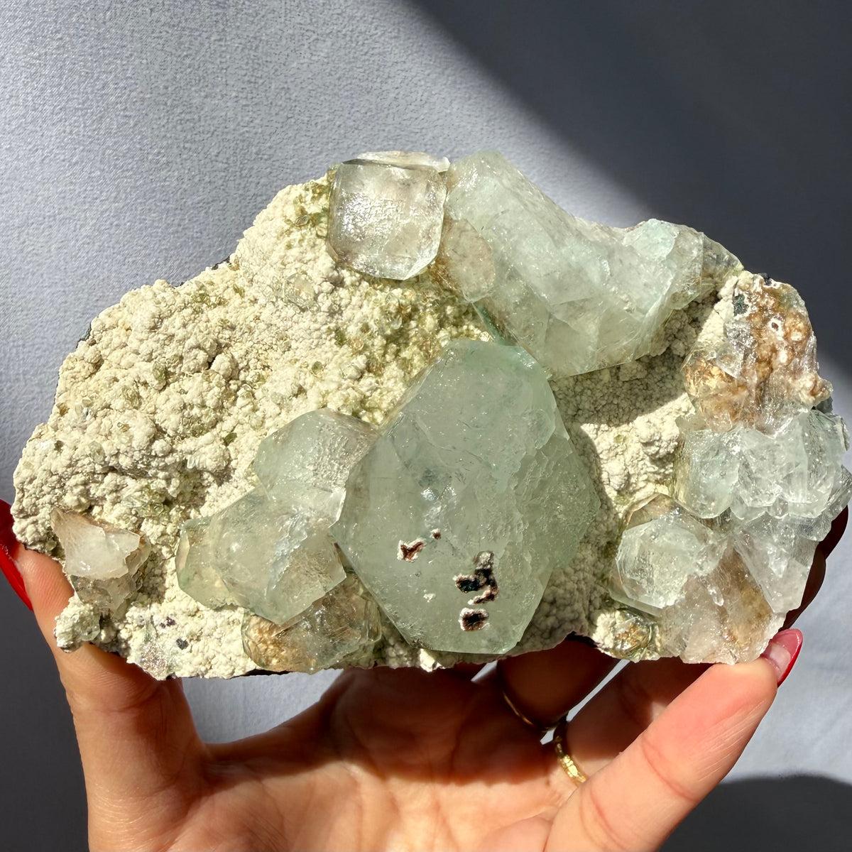 Chalcedony On Green Apophyllite Cluster