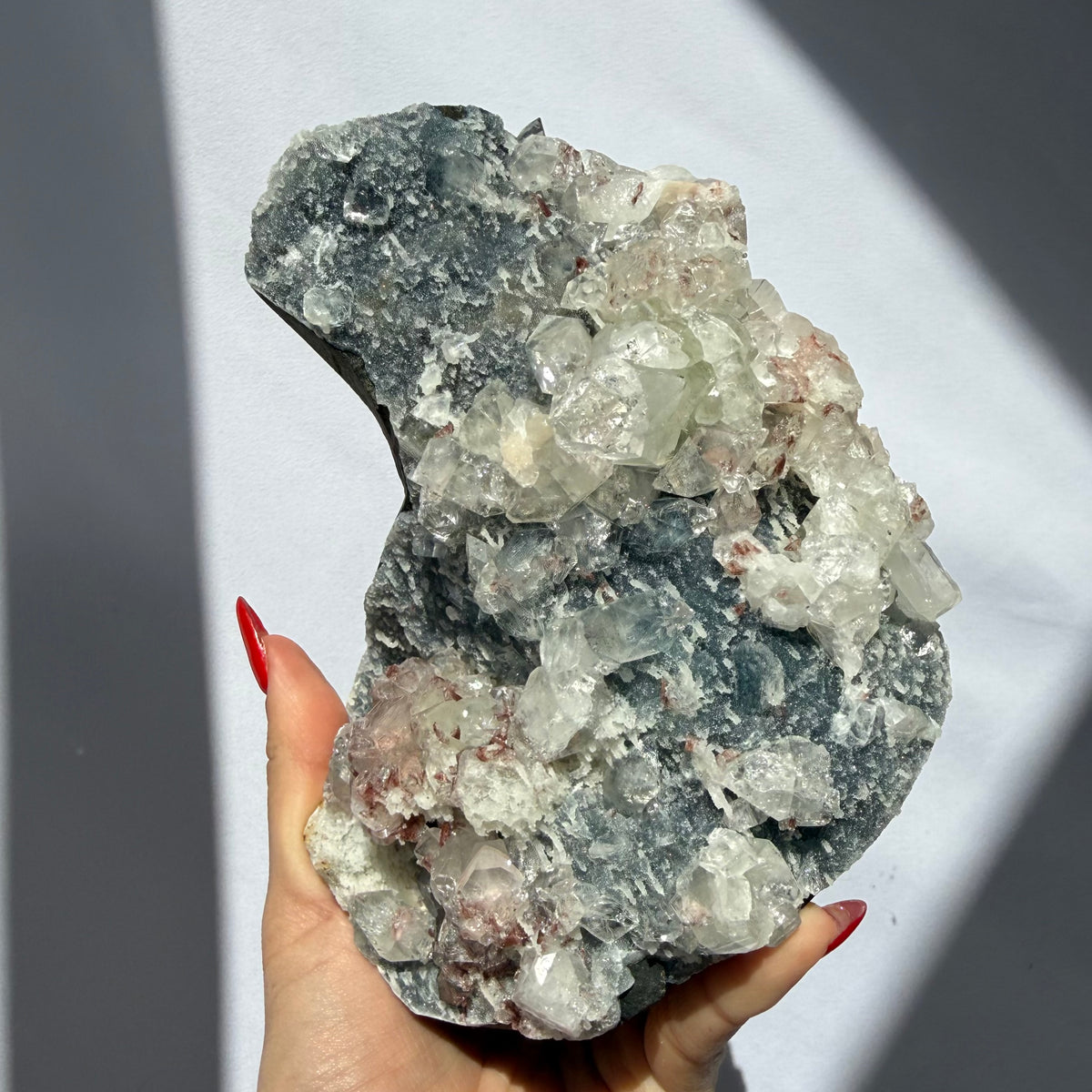 Apophyllite & Heulandite On Blue Chalcedony Freeform