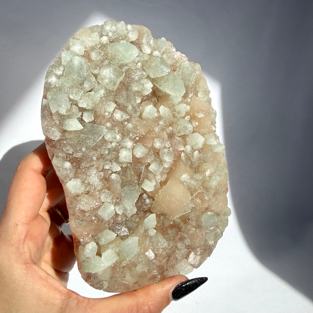 Green Apophyllite On Stilbite Freeform