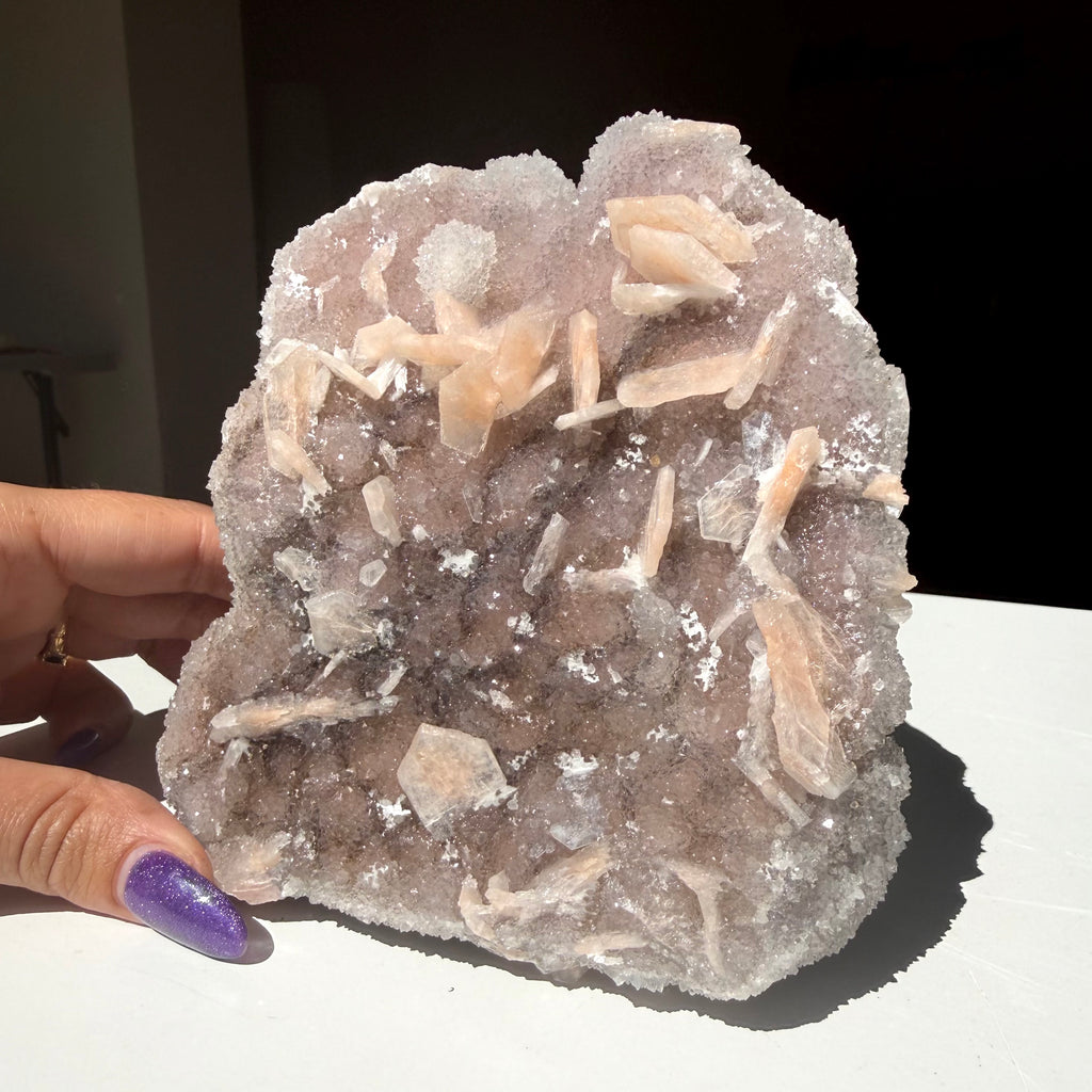 Heulandite On Blush Chalcedony Freeform