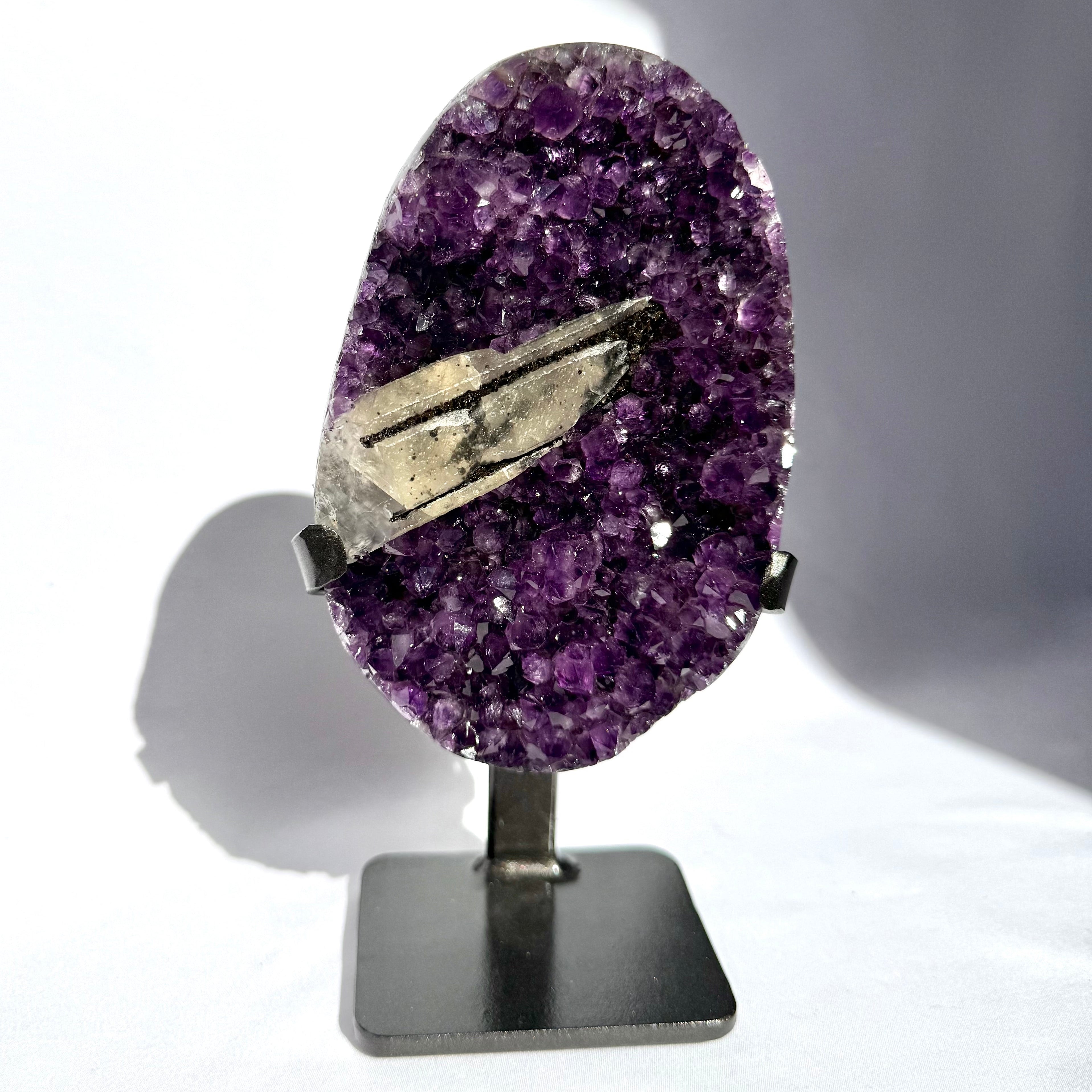Calcite & Goethite On Uruguayan Amethyst