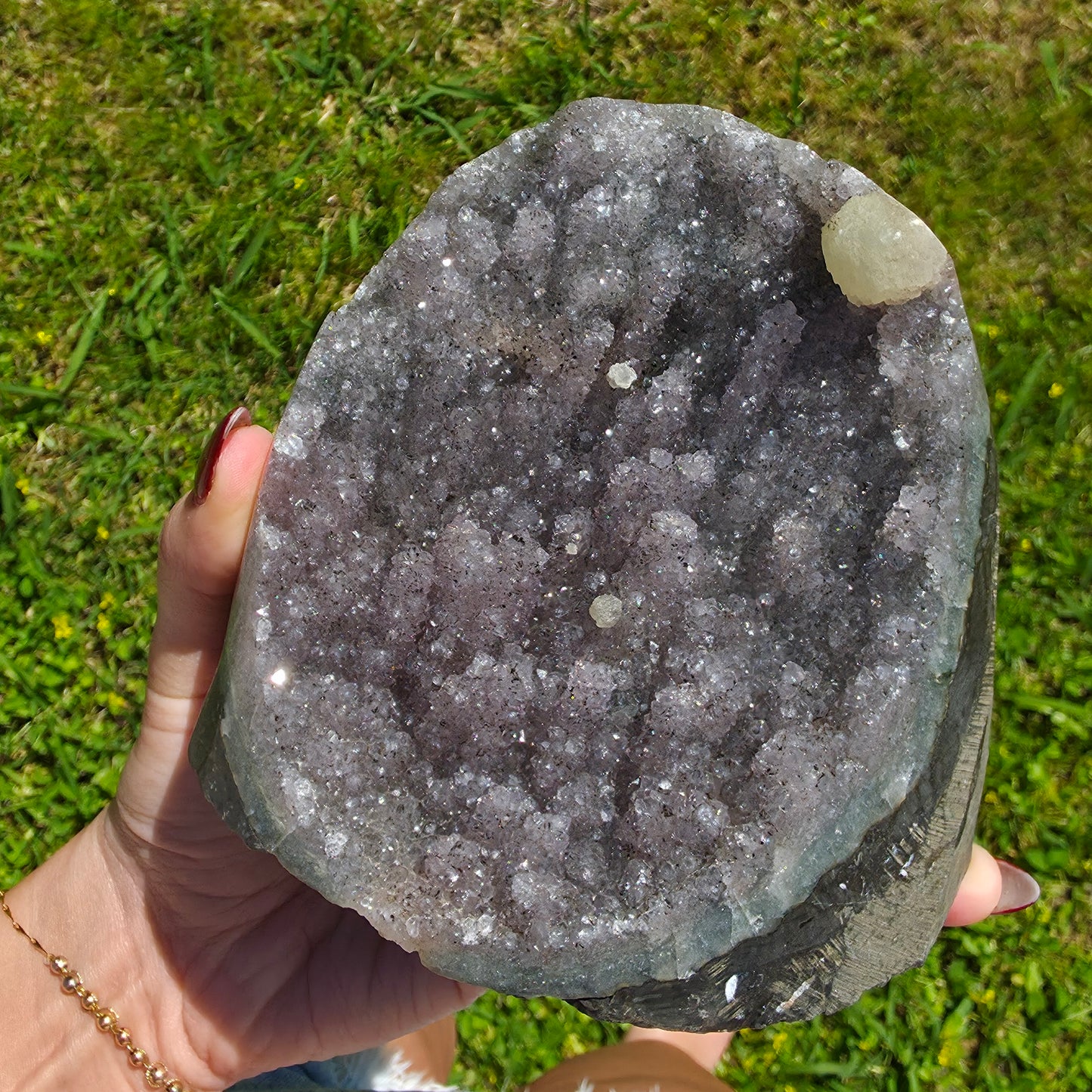 Amethyst / Calcite Stalactite Cut Base
