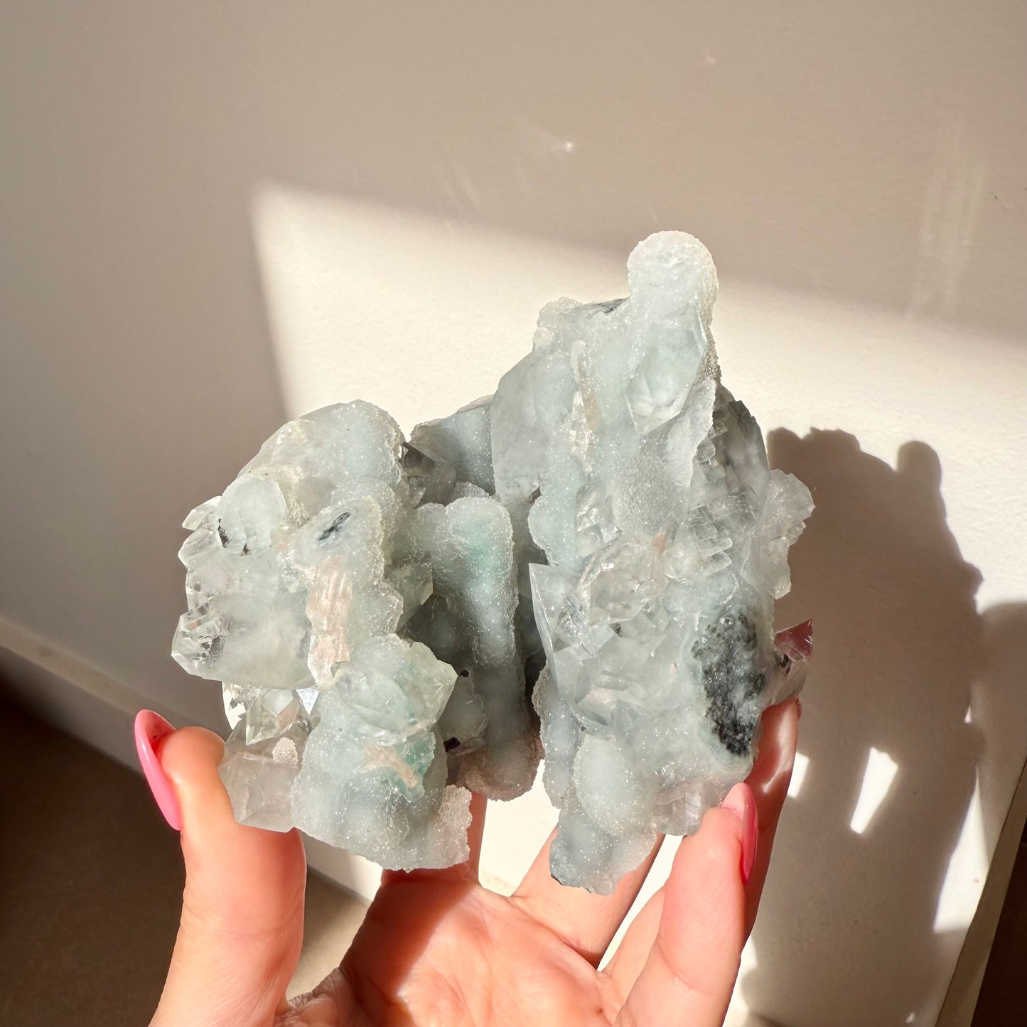 Diamond Apophyllite + Heulandite On White Chalcedony Cluster