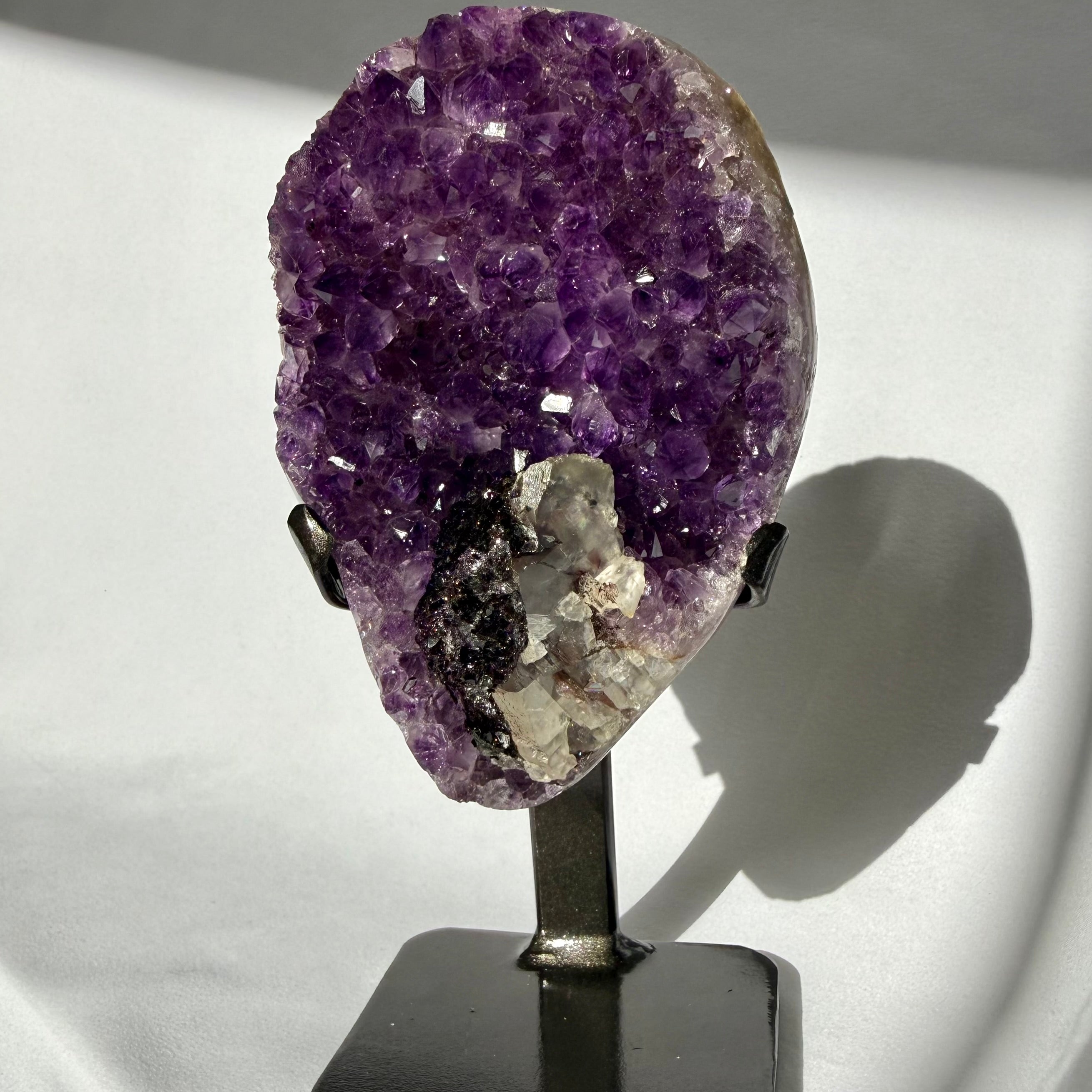 Calcite & Goethite On Uruguayan Amethyst