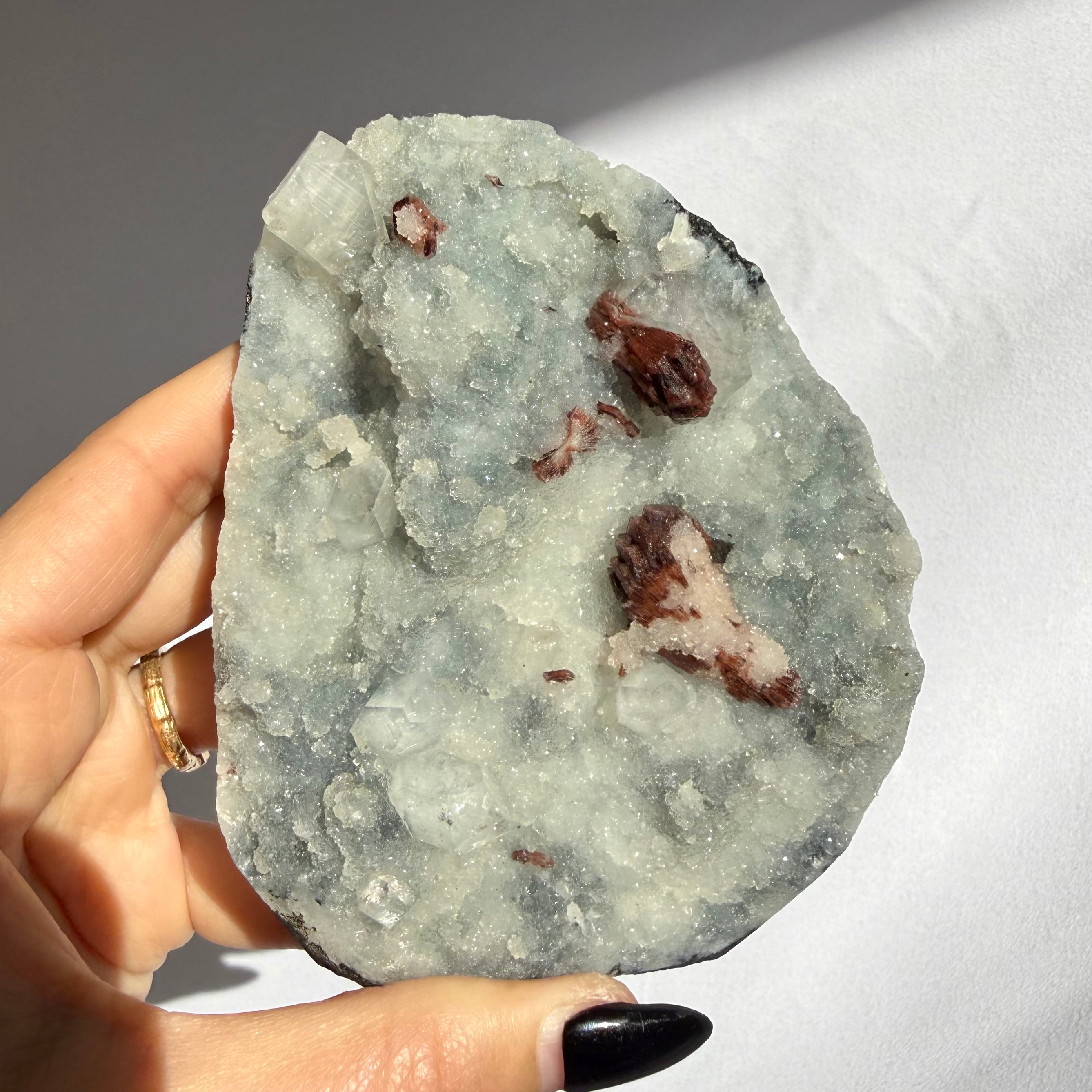 Heulandite & Apophyllite On Blue Chalcedony Freeform