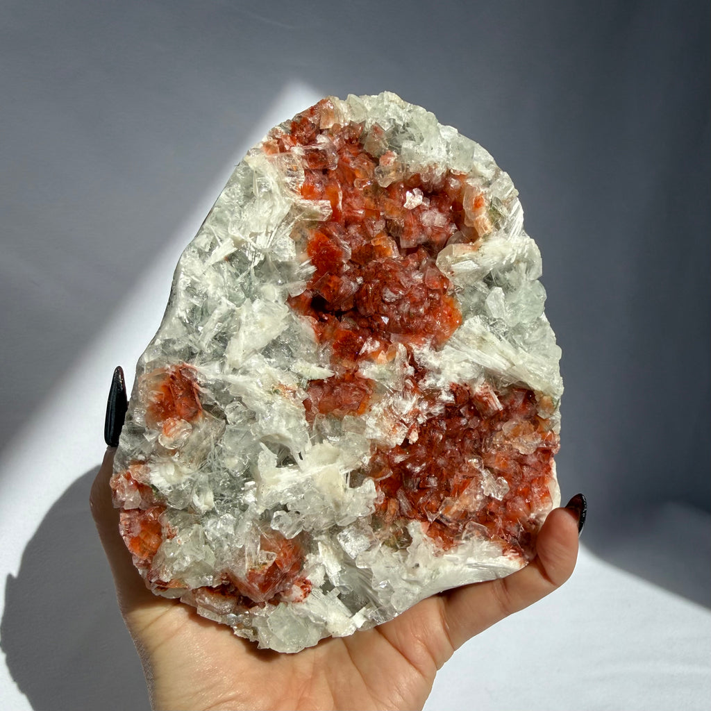 Scolecite On Red Apophyllite Freeform