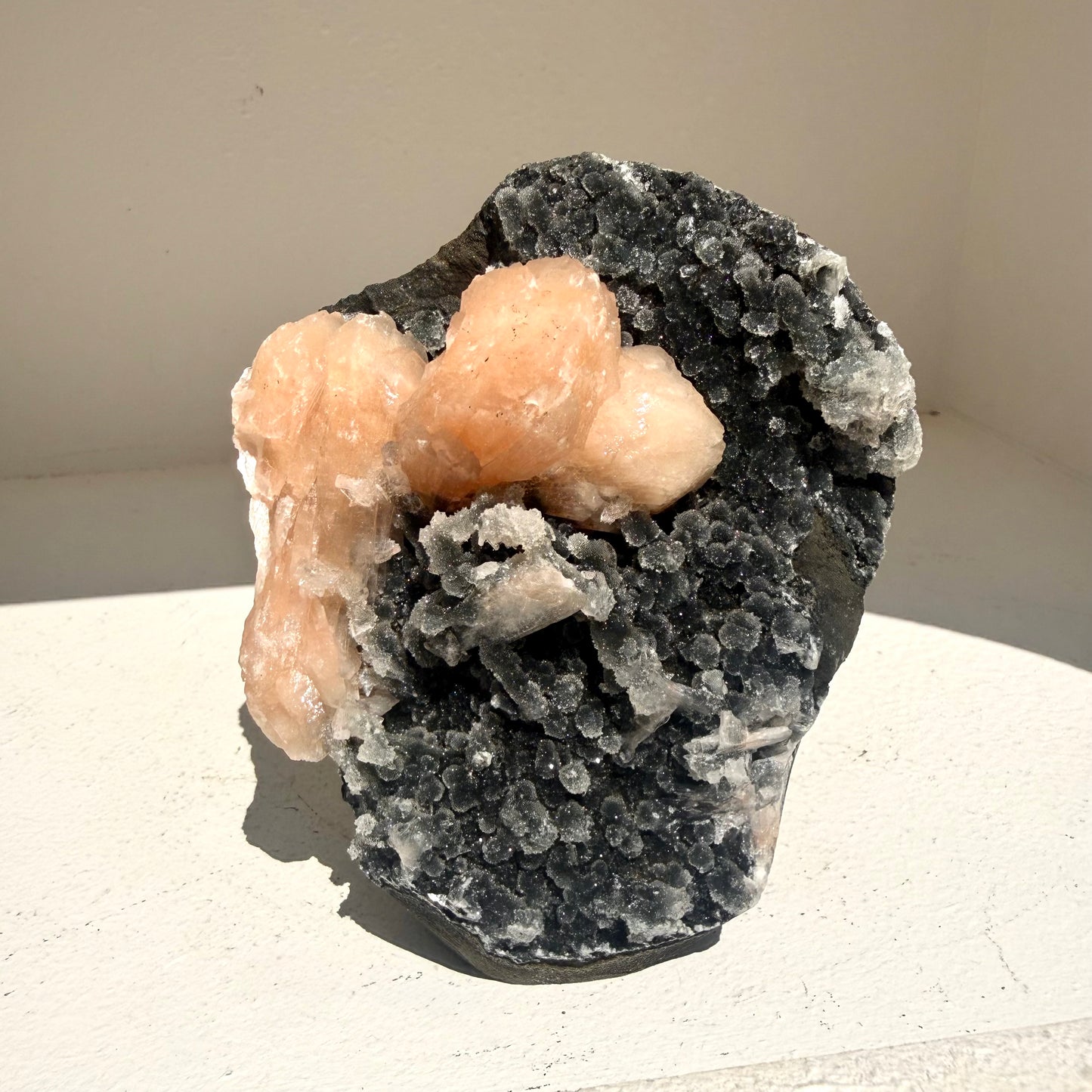 Black Stalactite Chalcedony+ Stilbite Freestanding Cluster