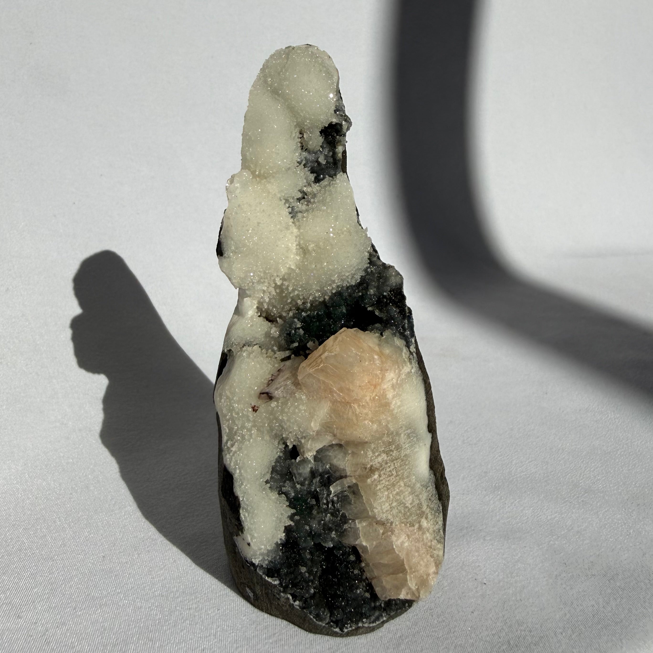 Prehnite & Heulandite On Chalcedony Freeform