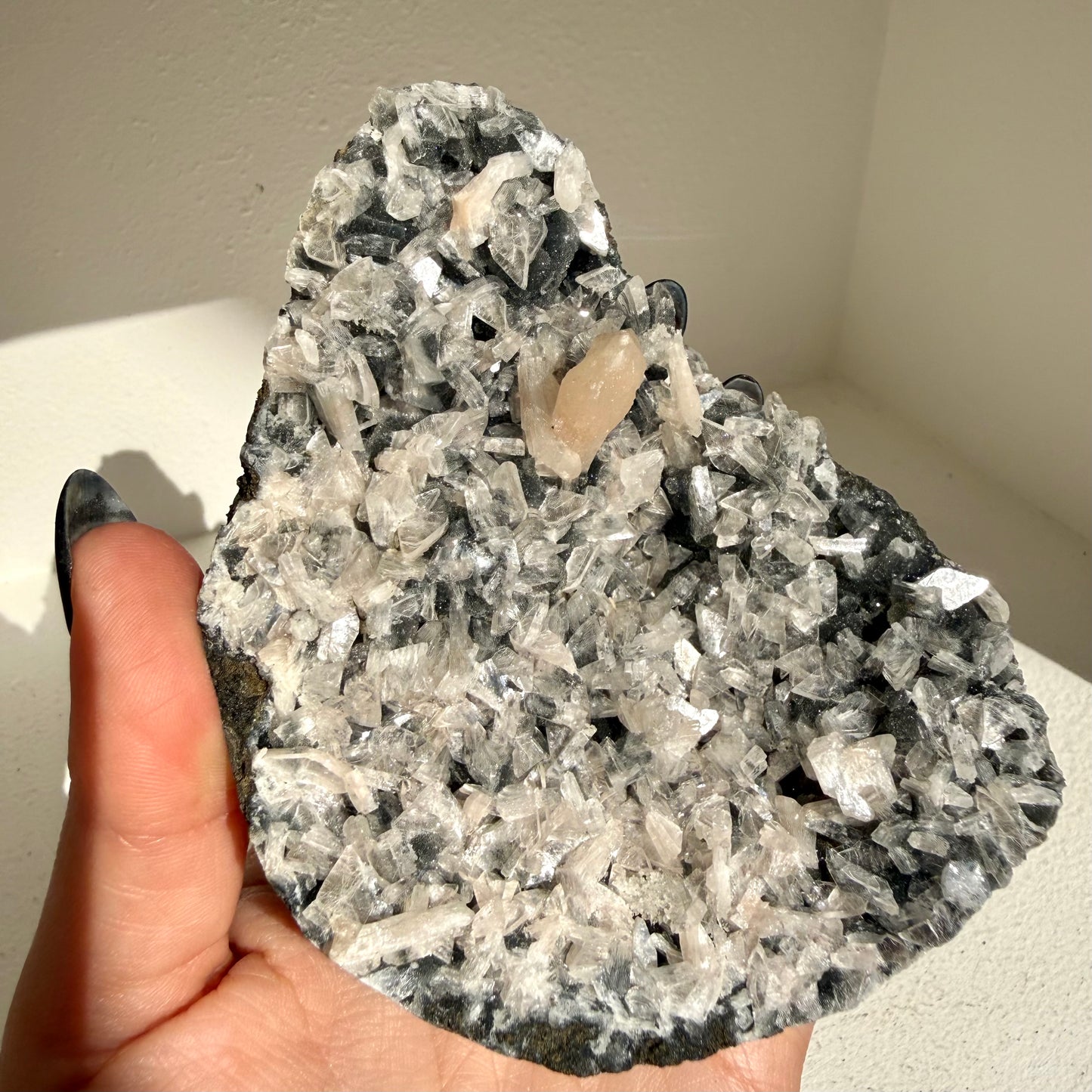 Heulandite On Black Chalcedony Cluster