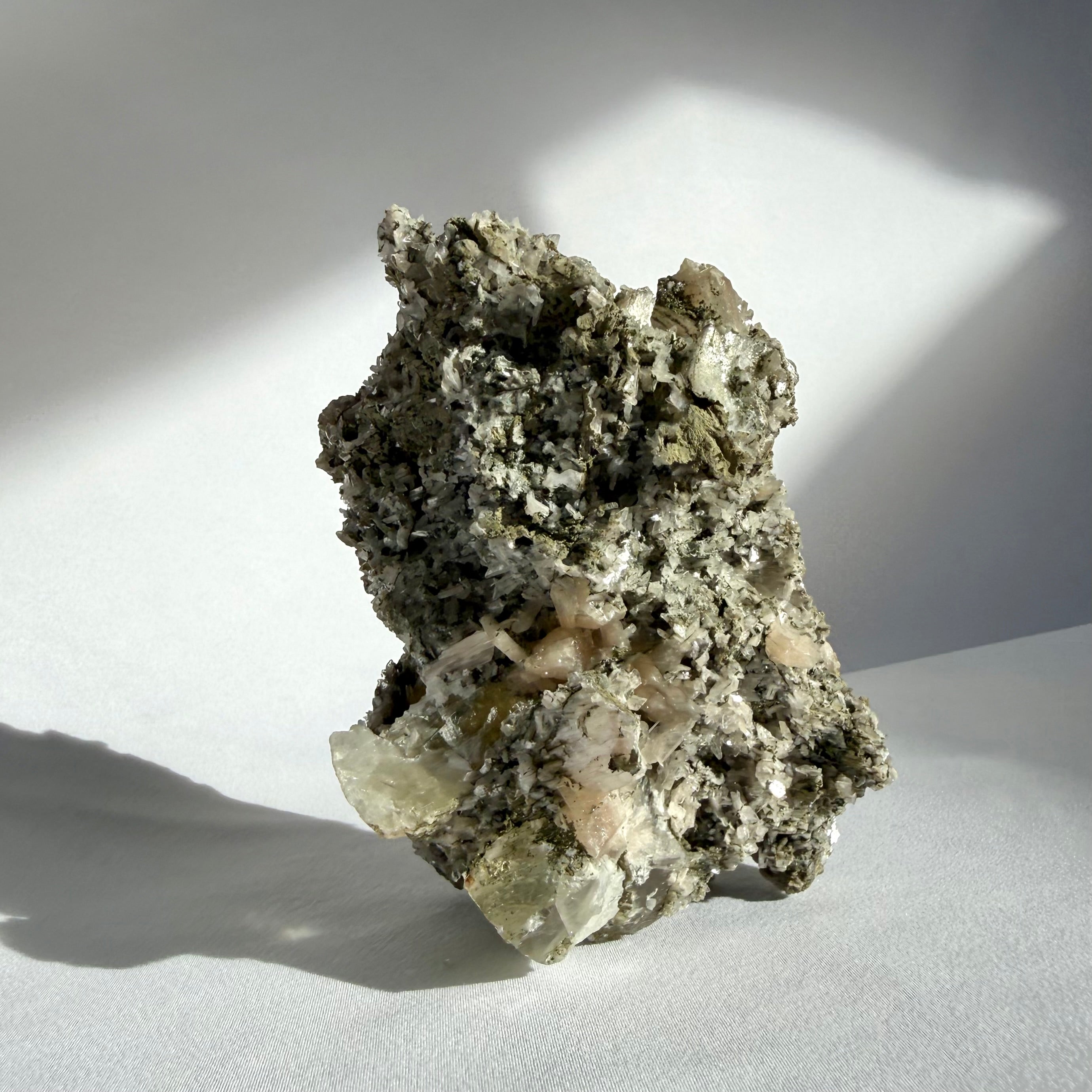 Micro Heulandite + Stilbite + Calcite On Matrix Freeform
