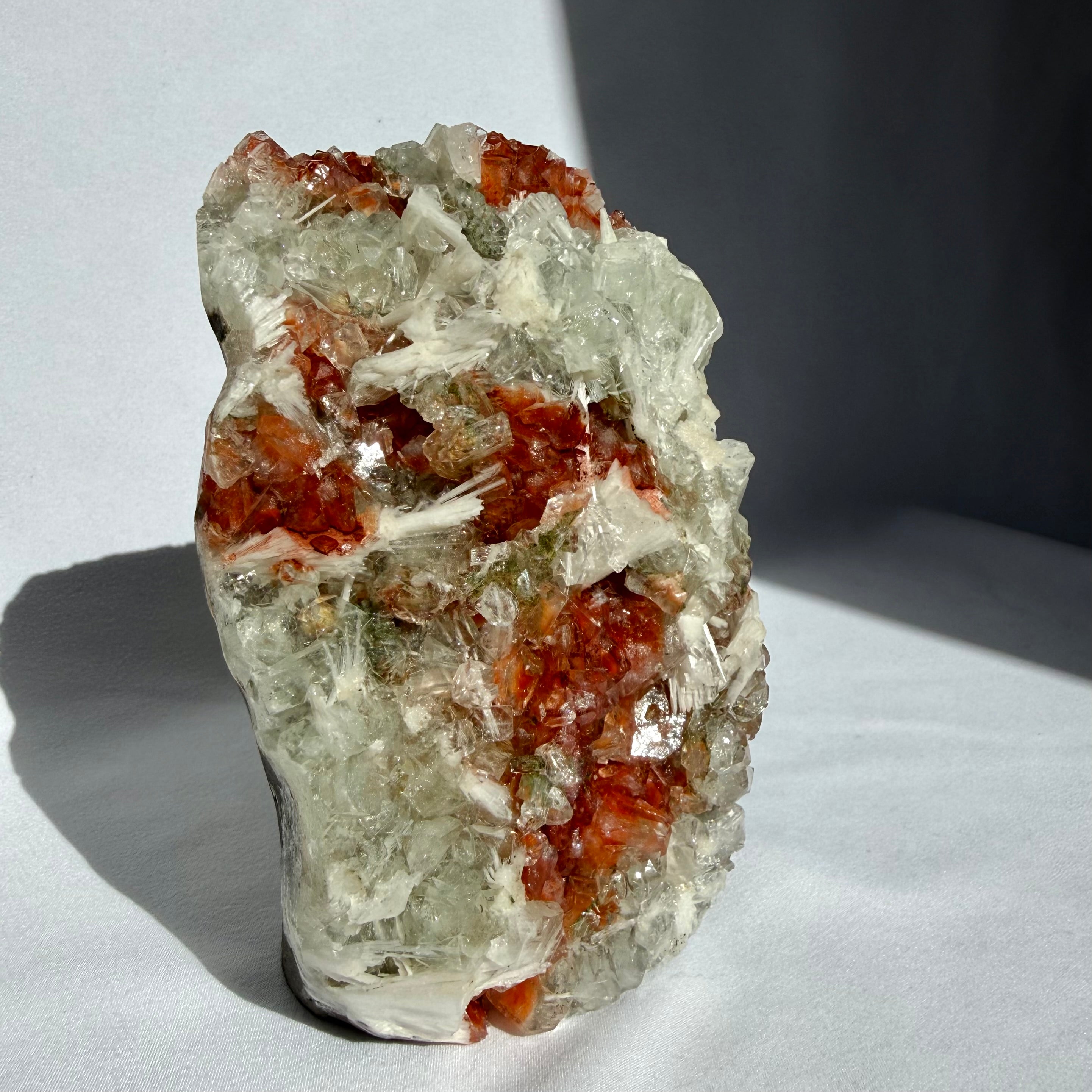 Scolecite On Red Apophyllite Freeform