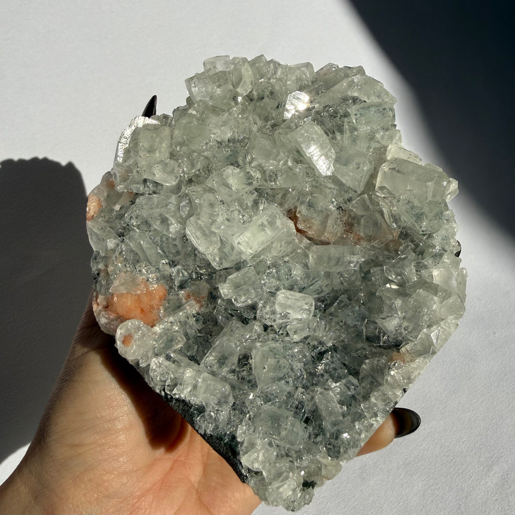 Stilbite On Stormy Apophyllite Cluster