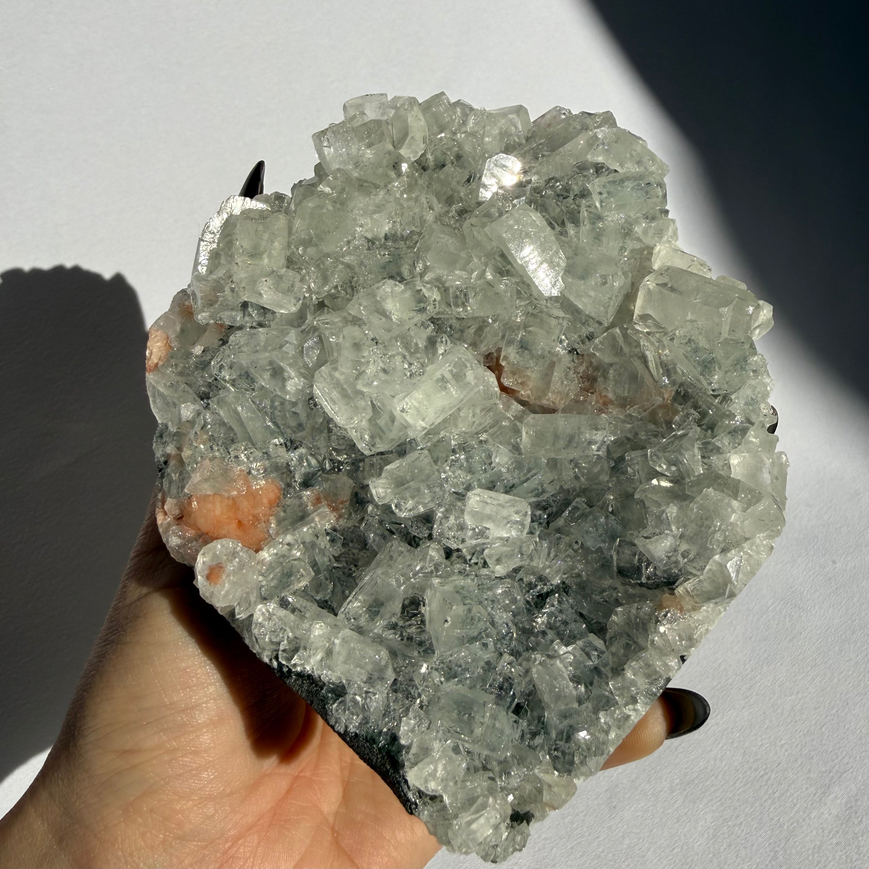 Stilbite On Stormy Apophyllite Cluster