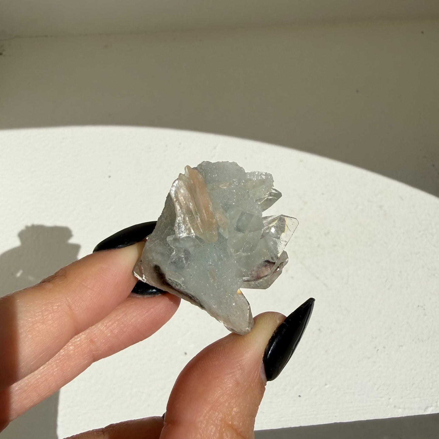 Apophyllite + Heulandite On White Chalcedony Cluster