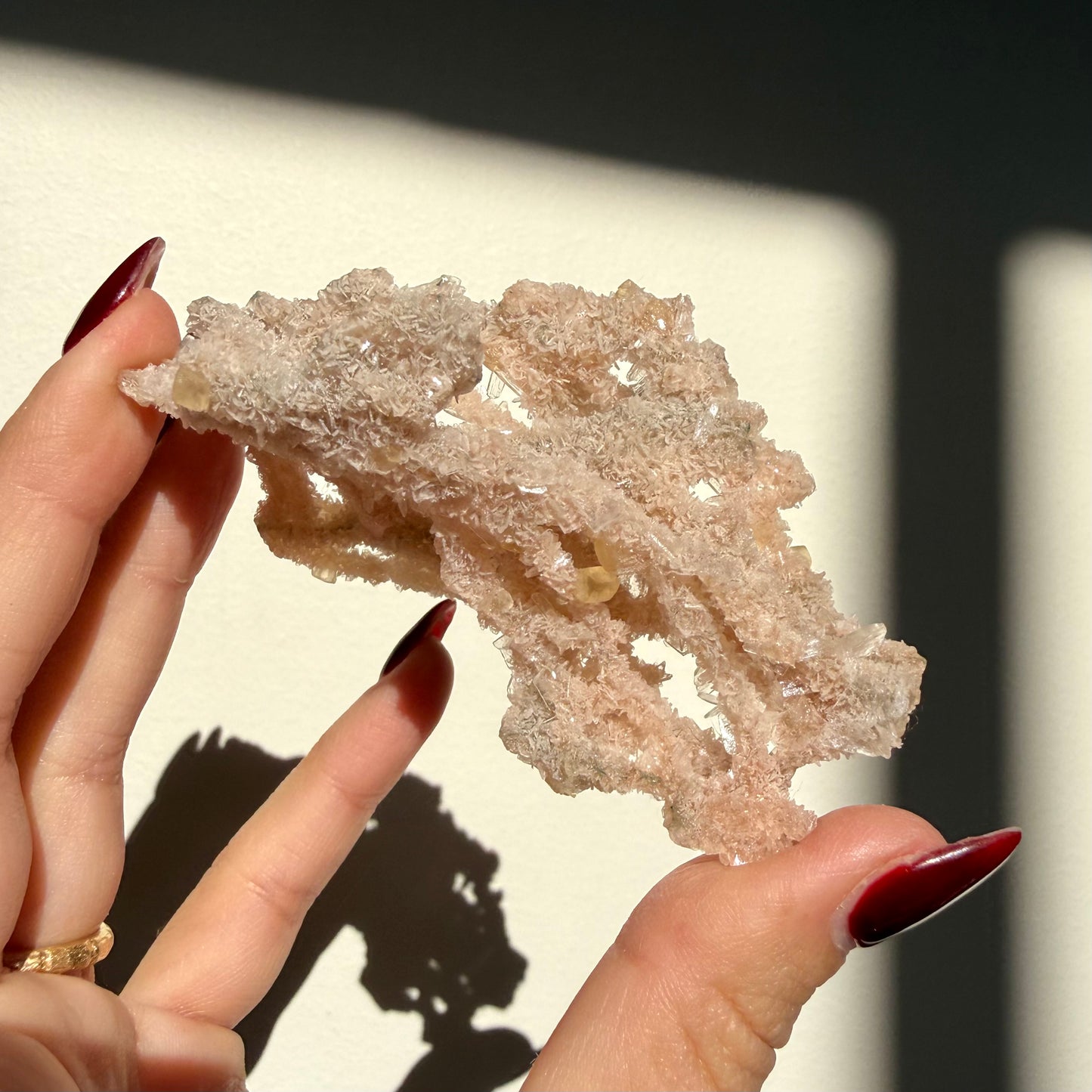 Calcite on Pink Micro Heulandite Cluster