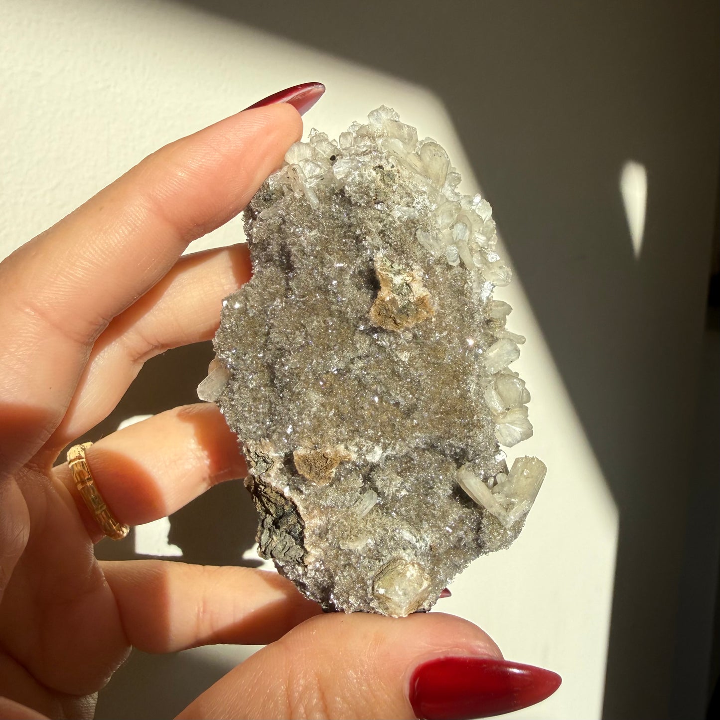 Micro Heulandite + Chalcedony On Calcite Cluster
