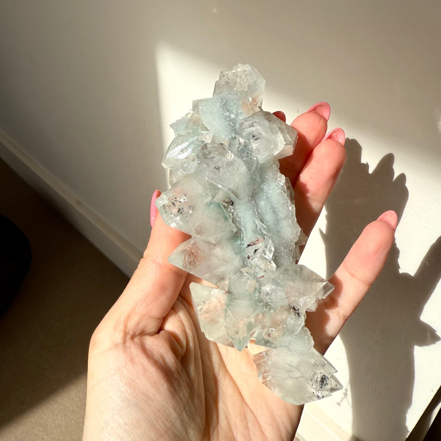 Diamond Apophyllite + Heulandite On White Chalcedony Cluster