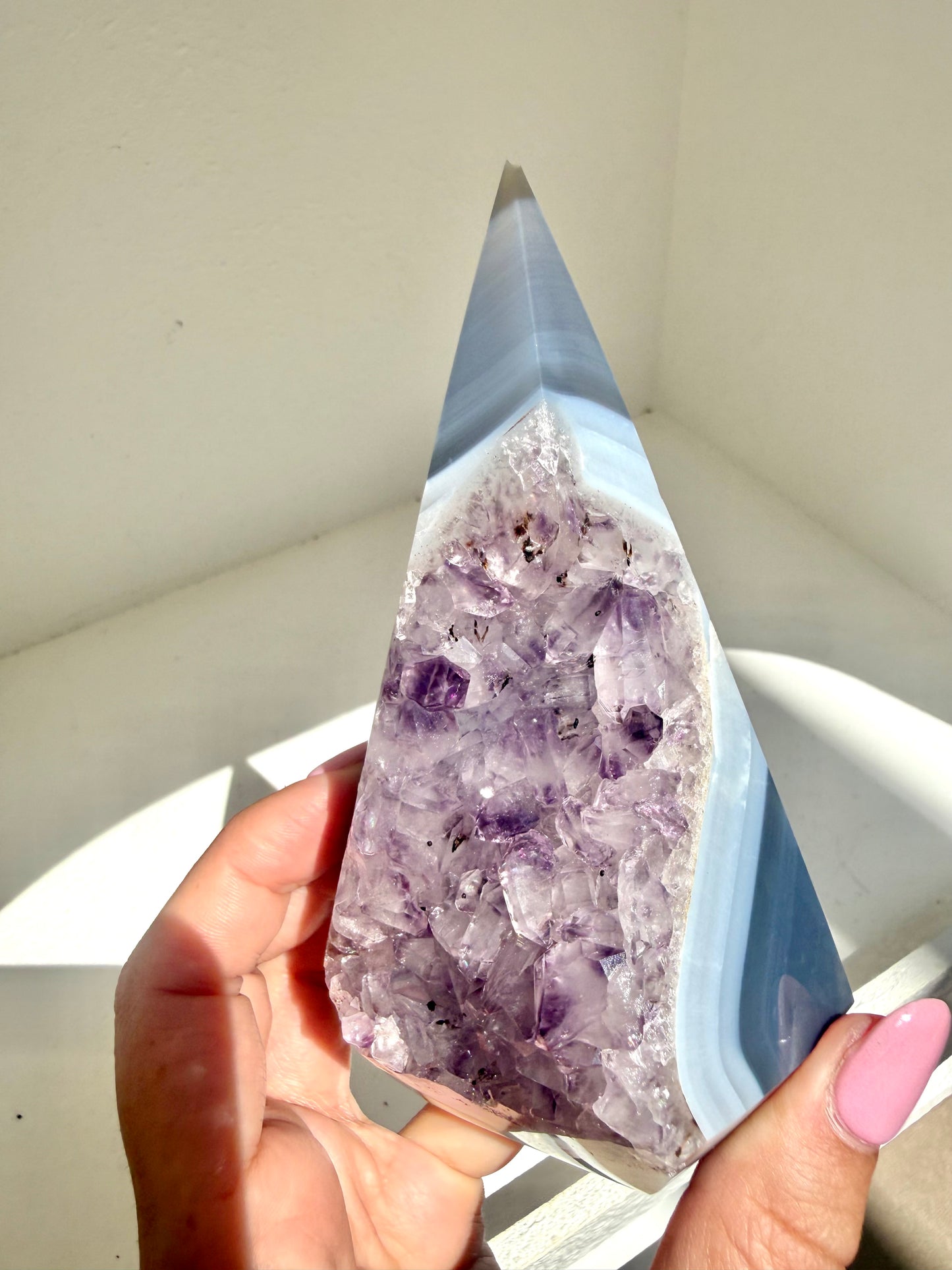 Agate Amethyst Druzy Chunky Twisted Point Diamond