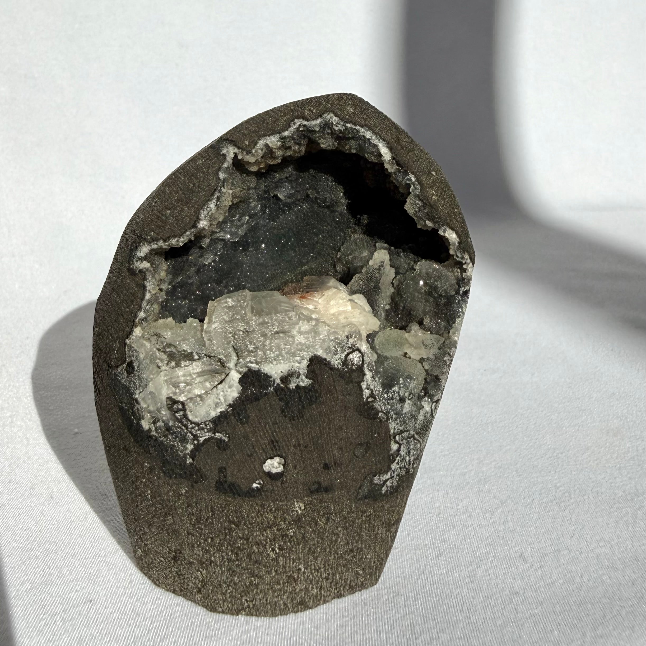 Calcite On Black Chalcedony Freeform
