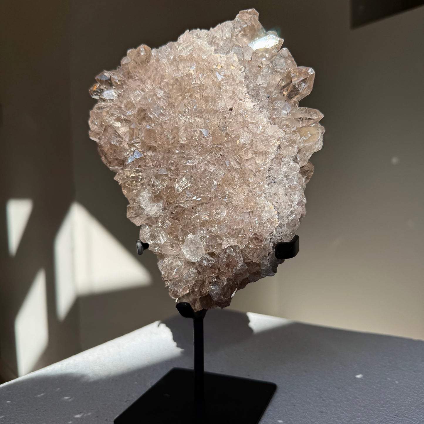 Smoky Rutile Quartz Cluster On Stand